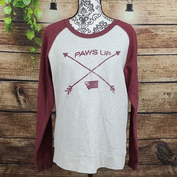 Ouray Paws Up Montana Graphic Raglan Sweatshirt Gray - Large - Picture 3 of 7